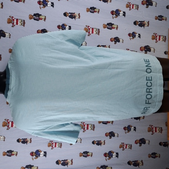 Nike AF-1 swoosh spellout logo graphix blue gray baggy ringer LG casual t-shirt - Picture 4 of 8